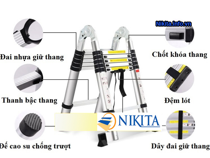 Các chi tiết của thang nhôm AI38